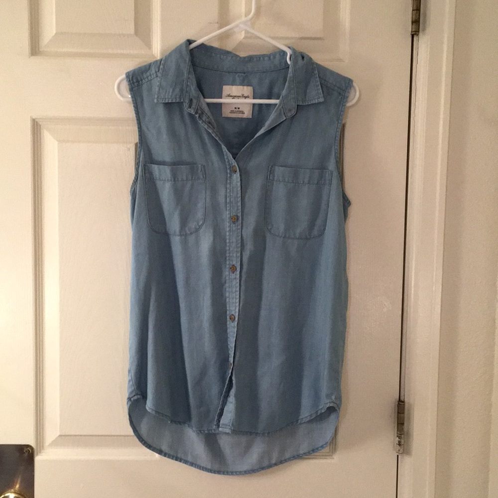 American Eagle denim hi low tank